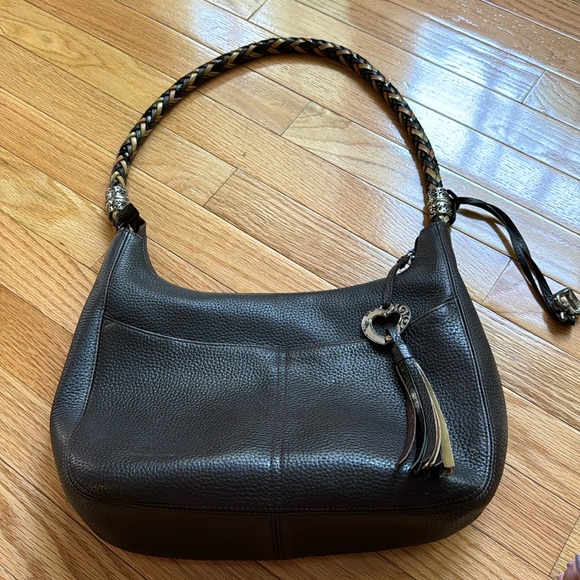 Brighton brown leather handbag with braided strap